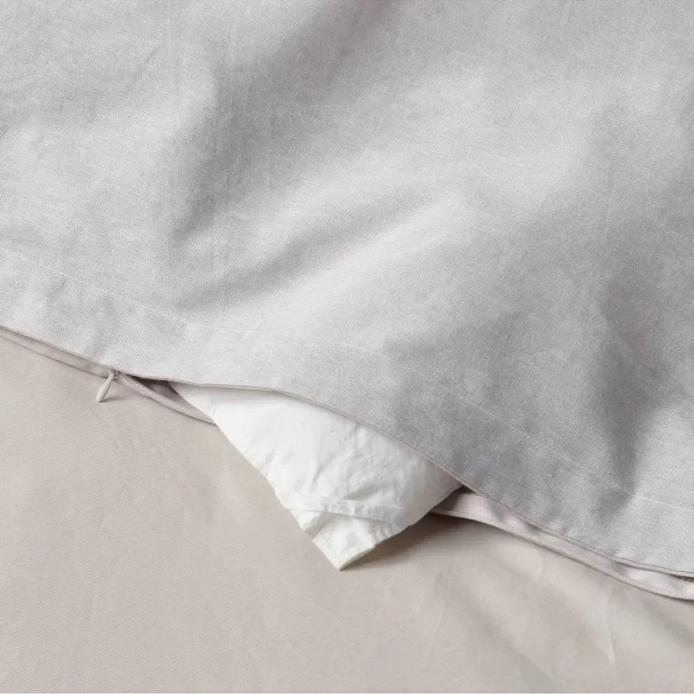 Full/Queen Cotton Linen Chambray Duvet Cover & Sham Set Light Gray - Threshold‎